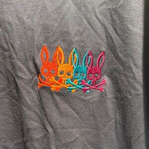 Psycho Bunny 3XLT Long Sleeve Navy Tee – Multi-Color Embroidered Bunny Logo